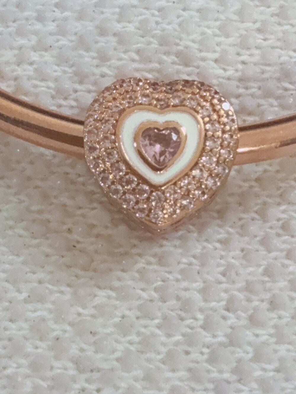 Sparkling Rose Gold Plated CZ Heart Charm For Pandora Bracelet
